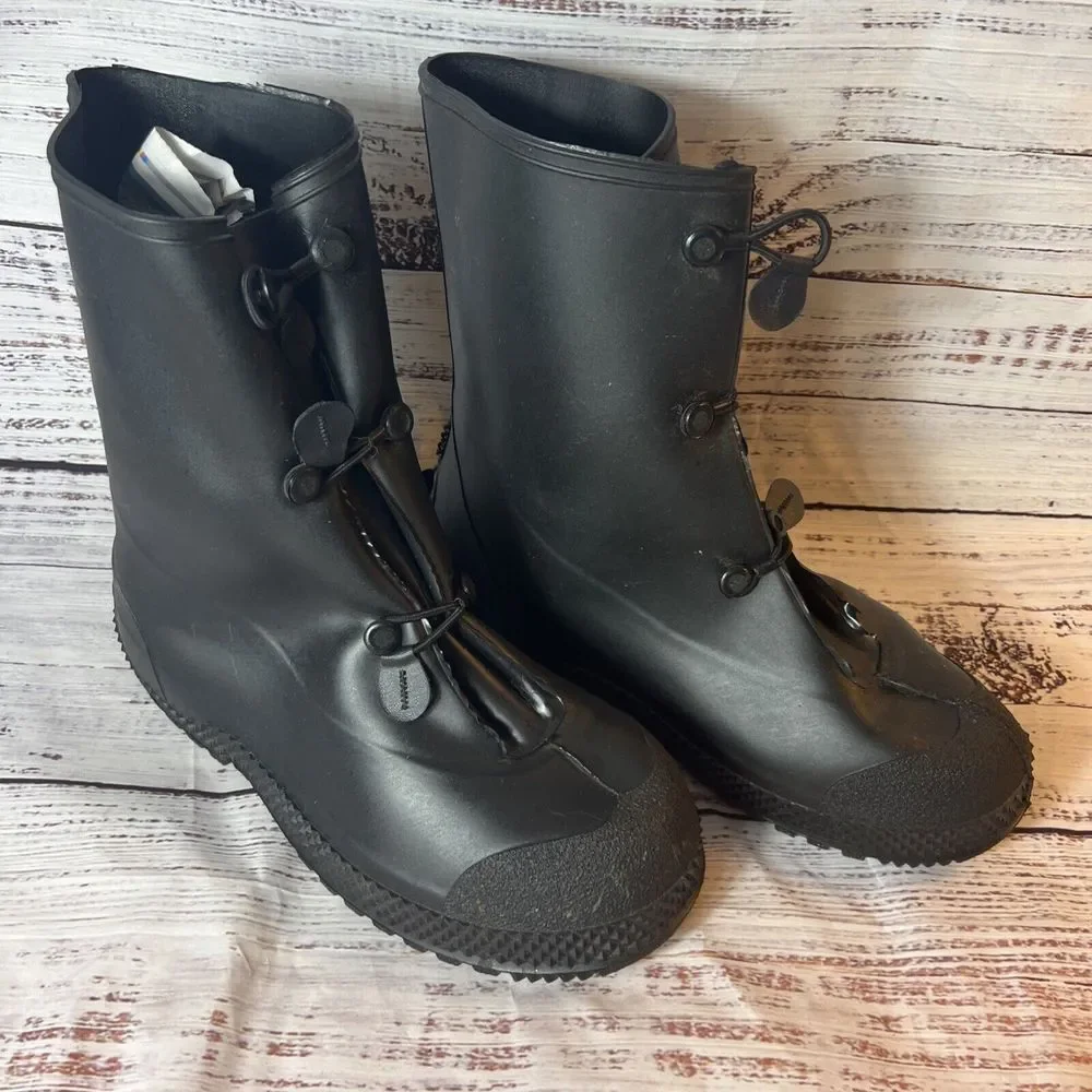 Servus Black‎ Waterproof PVC Rubber Over Work Boots Shoes Size Medium 9-10